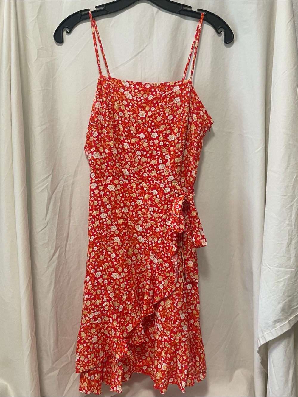 Altar'd State Red Floral Spaghetti-Strap Mini Dress